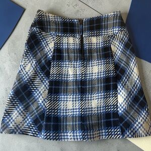 Maeve by Anthropologie Blue Plaid Tweed Mini Skirt Sz 4